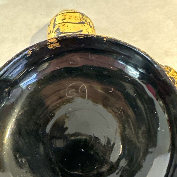 Burmese Shwe Zawa 2 Turtle Lacquerware Trinket Box Container Black Gold Wood - Picture 12 of 16